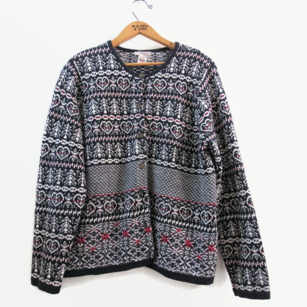 Folklore Hearts Cottagecore Cardigan Sweater Xl